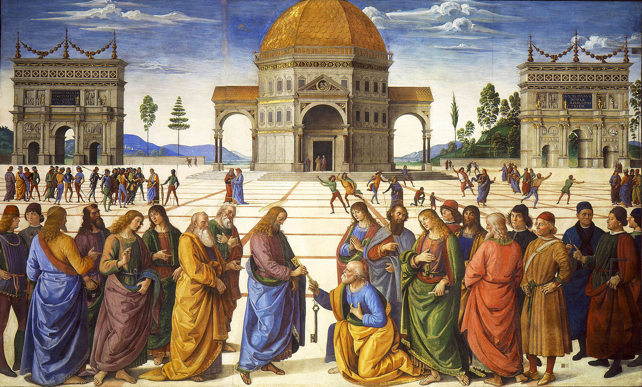 Consegna delle chiavi, Peugino (e Signorelli), 1481-82, Cappella Sistina